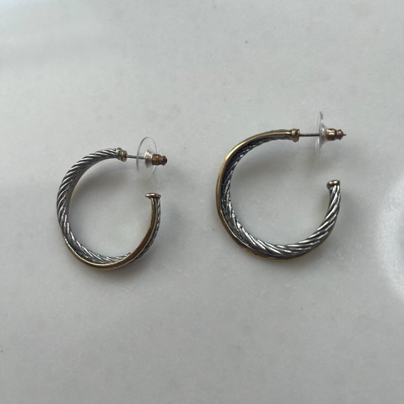 Silver and gold colored hoop earrings - Picture 4 of 7